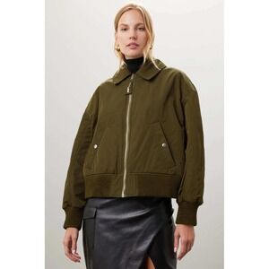 OOF WEAR Green Bomber Jacket Full Zip Olive Nylon Size 44 / 8 US Women's